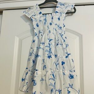 Hill House Home- The Tiny Ellie Nap Dress in Blue Botanical 3/4 Y, NWT!
